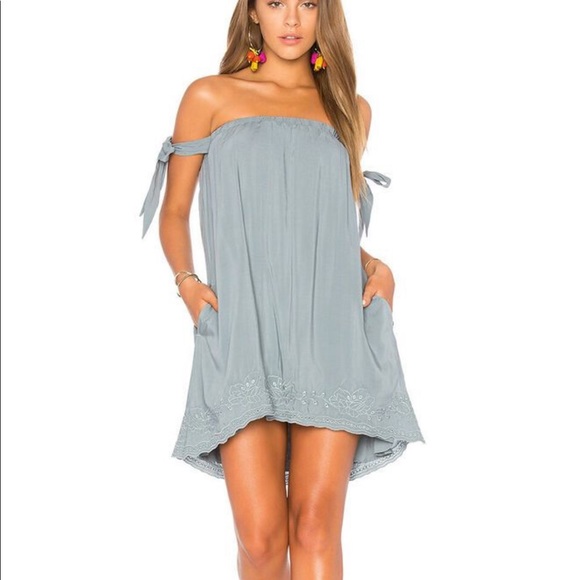 L* Space Chiffon Off Shoulder Tie Sweet Dreams Eyelet Cover Up Dress - Picture 1 of 9